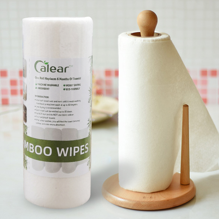 Natural Cleaning Cloth Reusable 100% Bamboo Paper Kitchen Towel Roll